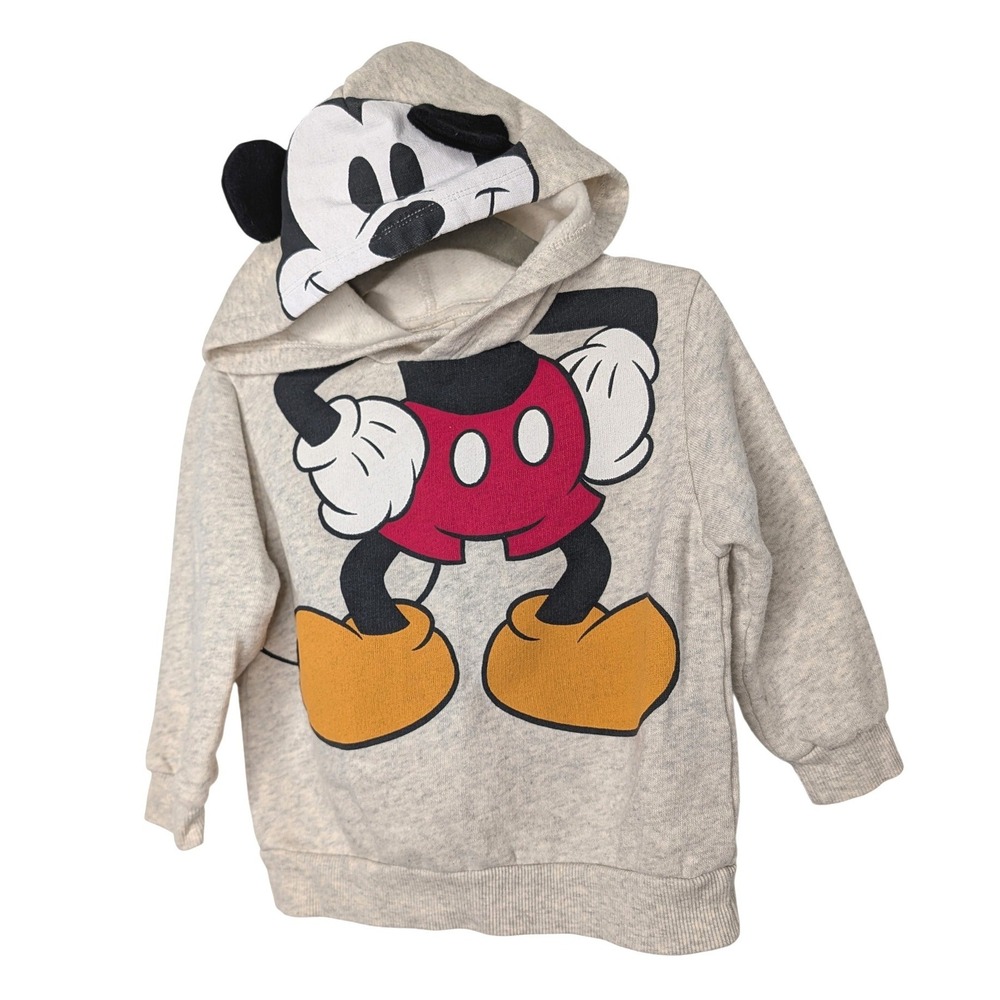 Zara Baby Disney Mickey Mouse Hoodie Oatmeal Heather‎ 3D Ears 9-12 Months